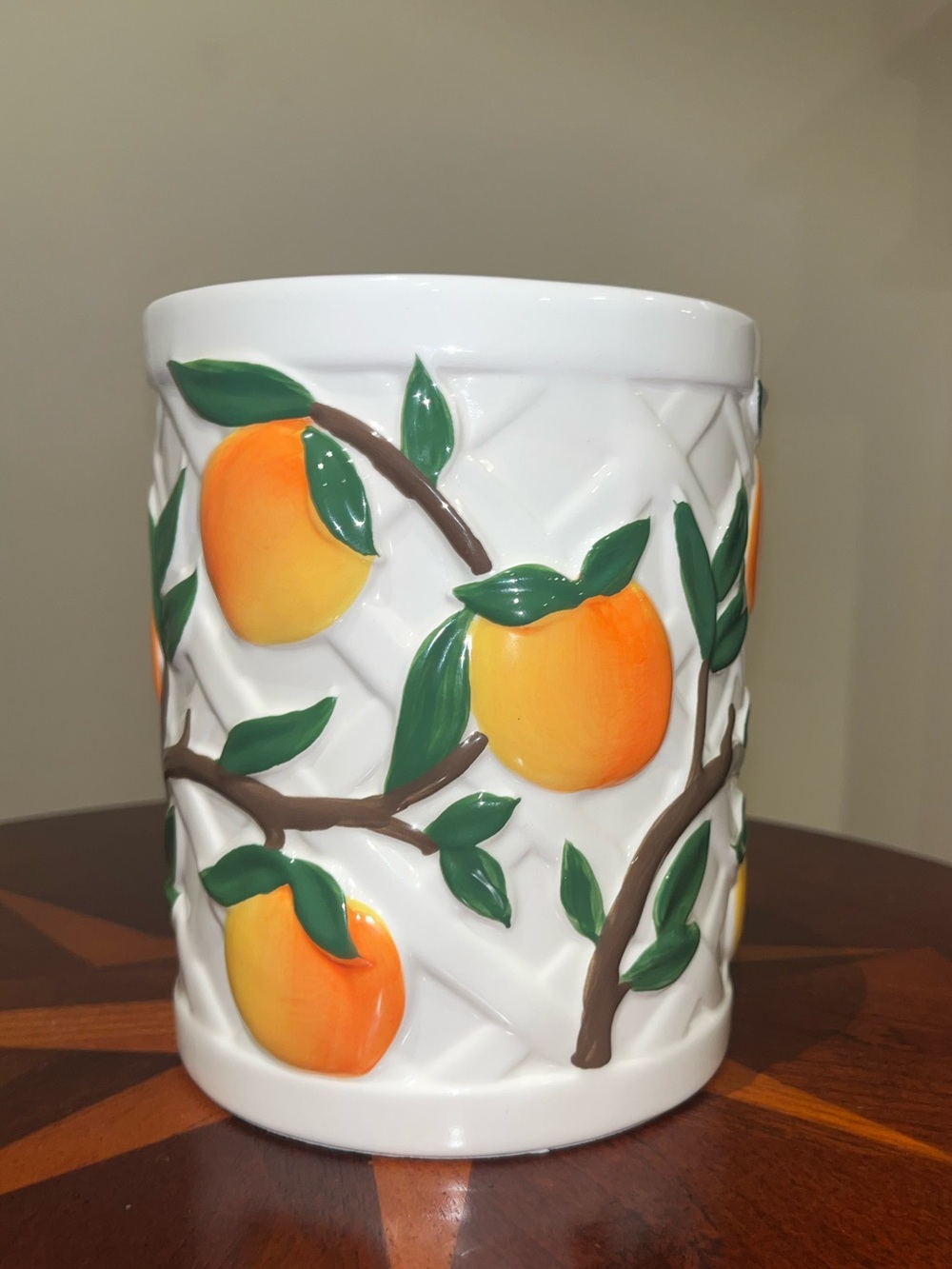 Bath & Body Works Vera Bradley Peach Pedestal 3-Wick Candle Holder